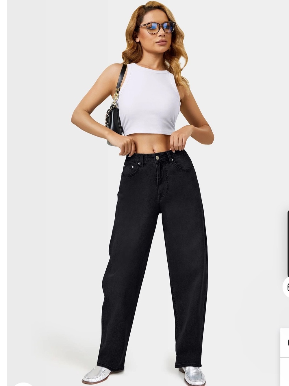 Women's High-Waist Black Wide-Leg mom,s Jeans - Classic Fit Size XS BNWT